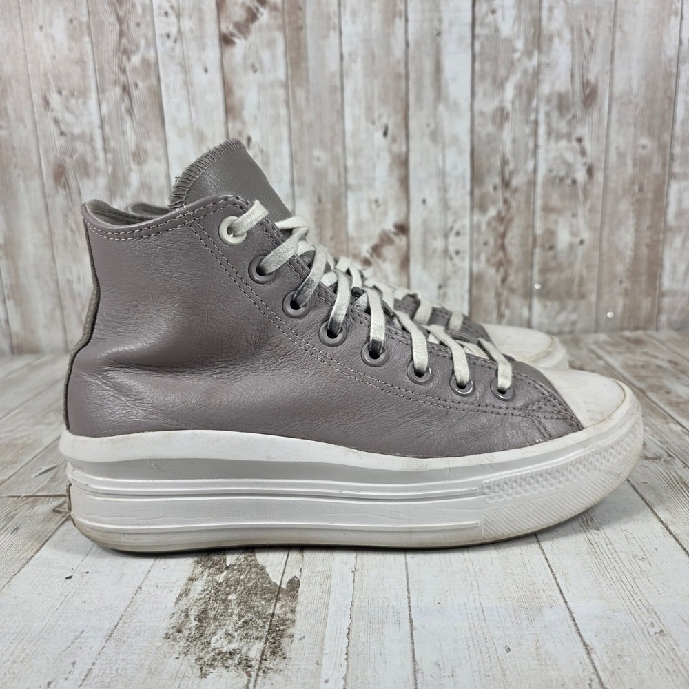 Converse Chuck Taylor All Star Move Leather High Top Platform Sneakers Gray 8W
